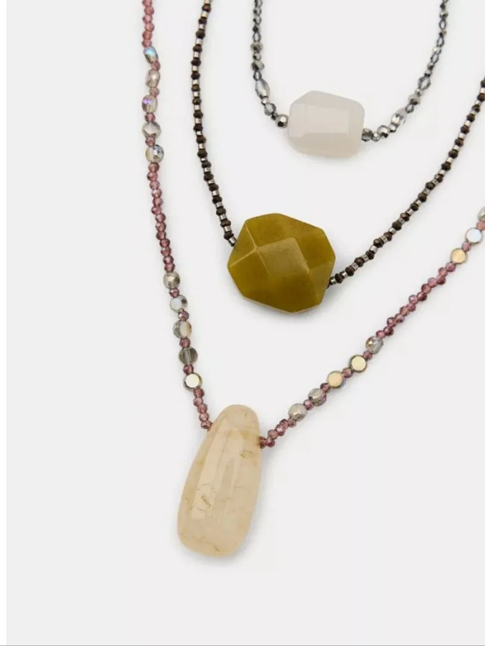 Zara 3 Pack Of Beaded Stone Necklace